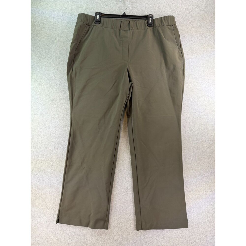 Lane Bryant Size 22 Olive Green Stretch Straight Leg Pull-On Pants 3456